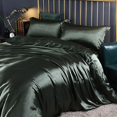 Silk Satin 4-Piece Bedding Set with Duvet Cover