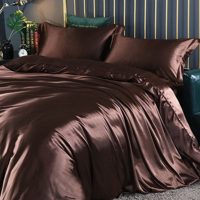Silk Satin 4-Piece Bedding Set with Duvet Cover
