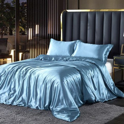 Silk Satin 4-Piece Bedding Set with Duvet Cover