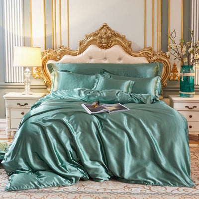 Silk Satin 4-Piece Bedding Set with Duvet Cover