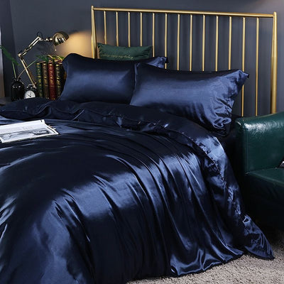 Silk Satin 4-Piece Bedding Set with Duvet Cover