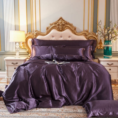 Silk Satin 4-Piece Bedding Set with Duvet Cover