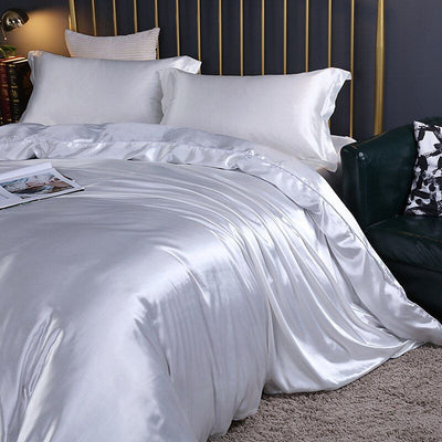 Silk Satin 4-Piece Bedding Set with Duvet Cover