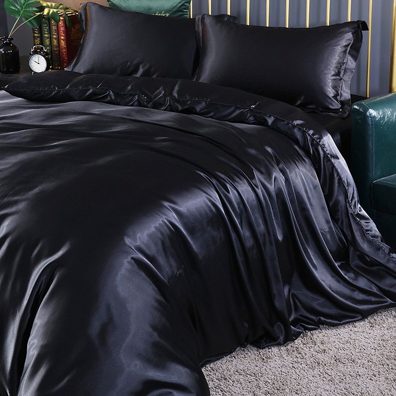 Silk Satin 4-Piece Bedding Set with Duvet Cover