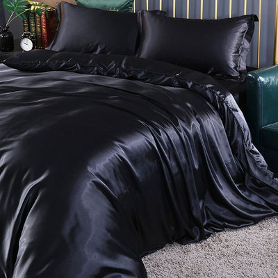 Silk Satin 4-Piece Bedding Set with Duvet Cover
