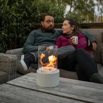 Modern Tabletop Lantern with Flickering Flame