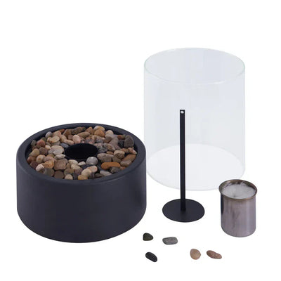 Modern Tabletop Lantern with Flickering Flame