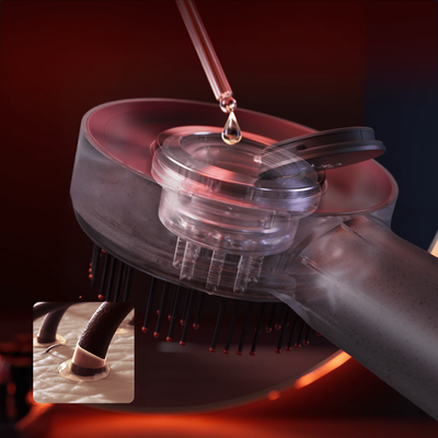 Scalp Massager Brush with Red Light and Oil Applicator