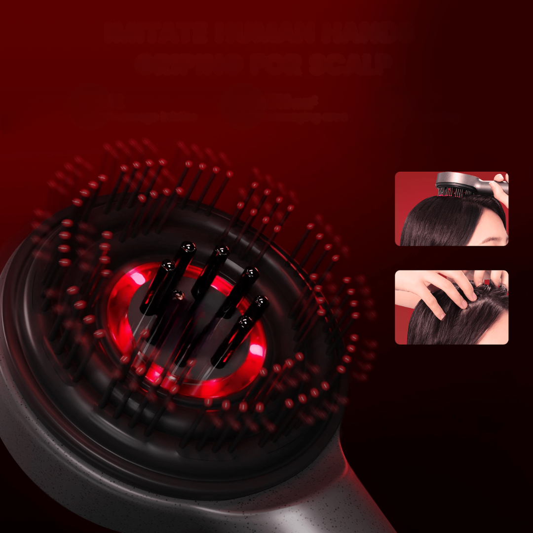 Scalp Massager Brush with Red Light and Oil Applicator