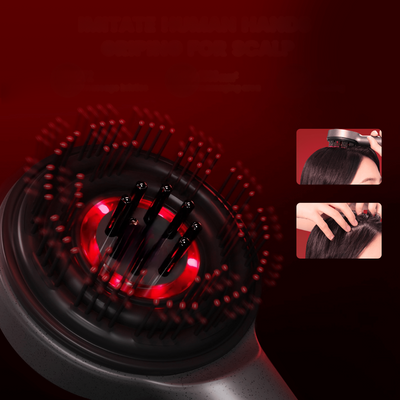 Scalp Massager Brush with Red Light and Oil Applicator