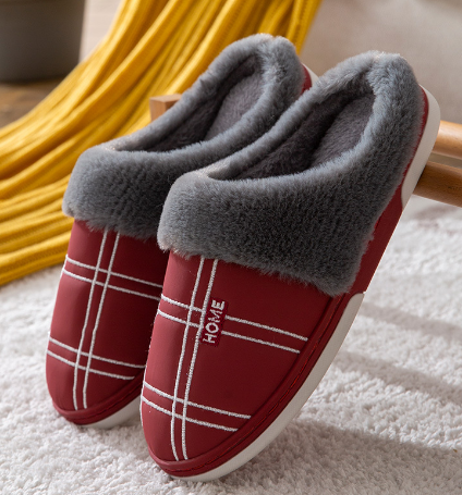 Men’s Warm Plush Slippers with Non-Slip Indoor Sole