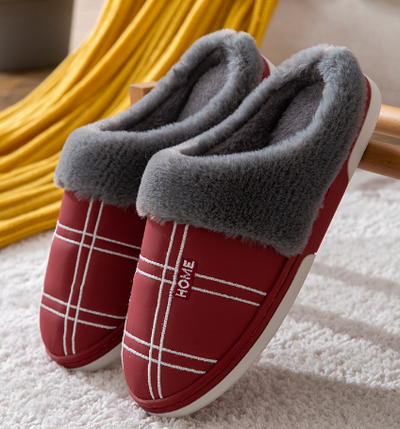 Men’s Warm Plush Slippers with Non-Slip Indoor Sole