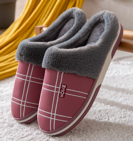 Men’s Warm Plush Slippers with Non-Slip Indoor Sole