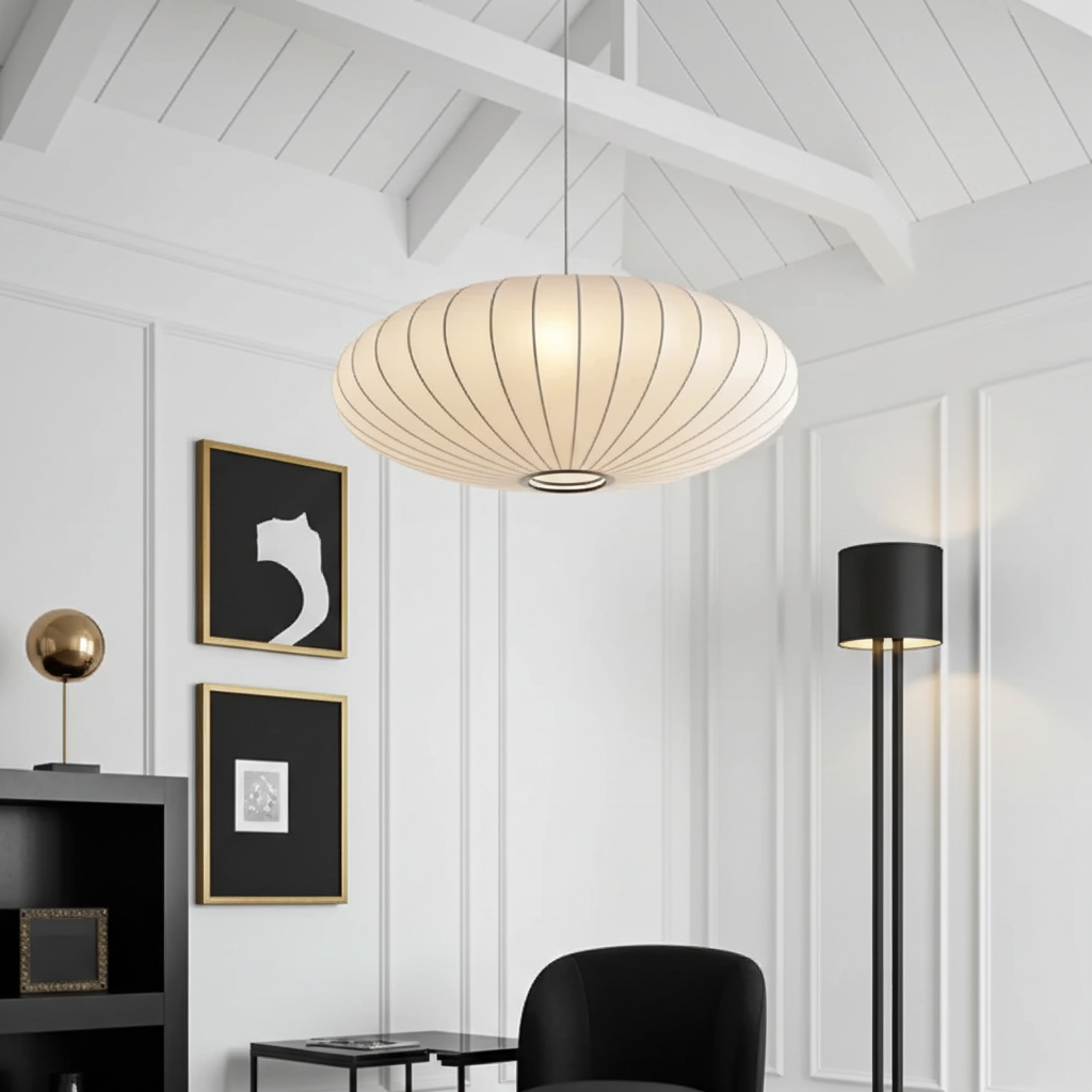 Silk Japanese Wabi-Sabi Chandelier Japandi Pendant Light