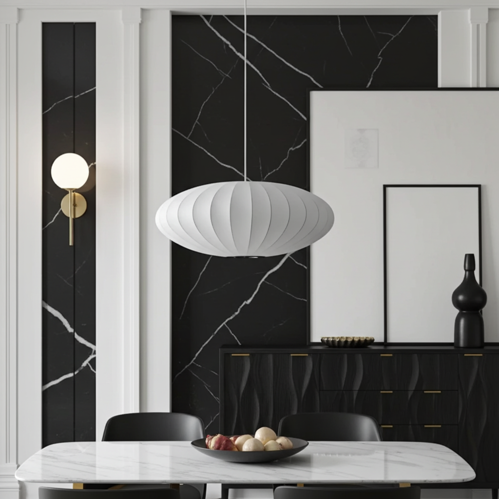 Silk Japanese Wabi-Sabi Chandelier Japandi Pendant Light