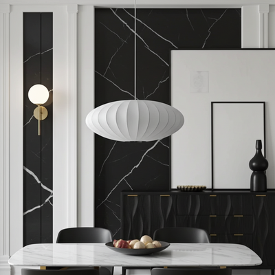 Silk Japanese Wabi-Sabi Chandelier Japandi Pendant Light