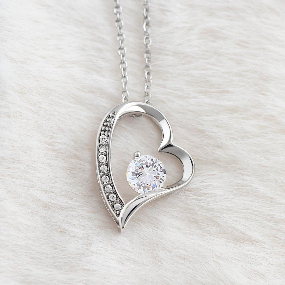 Heart Pendant Necklace with Zirconia and Adjustable Chain