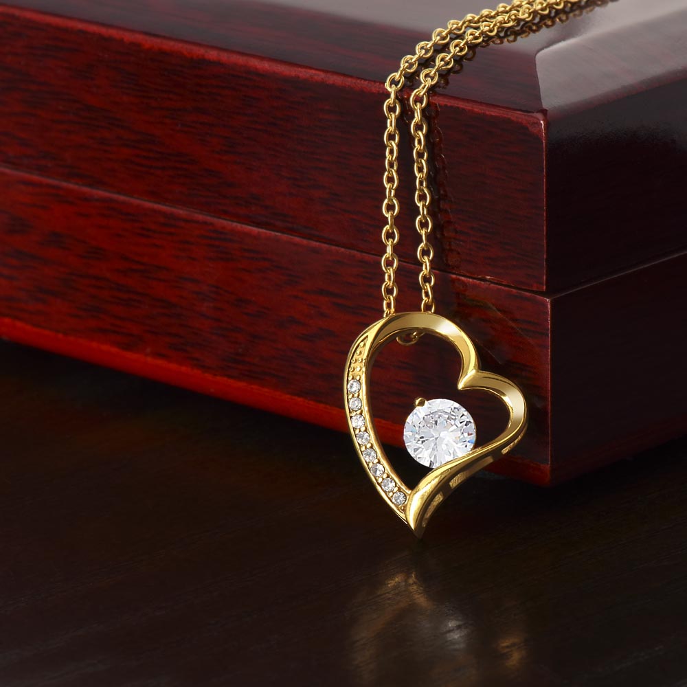 Heart Pendant Necklace with Zirconia and Adjustable Chain
