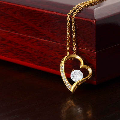 Heart Pendant Necklace with Zirconia and Adjustable Chain