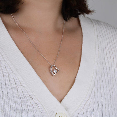 Heart Pendant Necklace with Zirconia and Adjustable Chain
