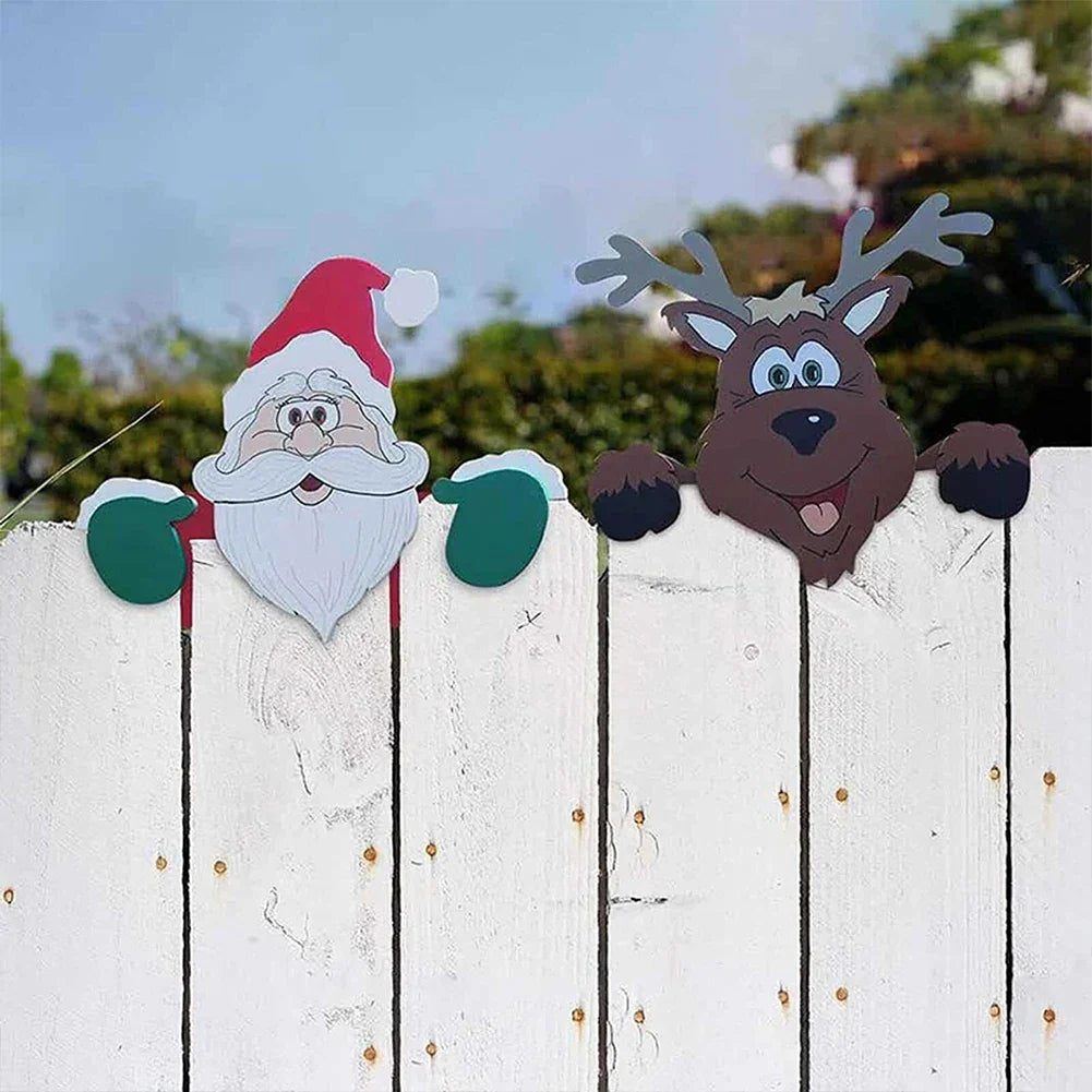 Christmas Garden Decor Peeking Ornaments