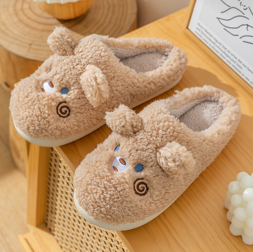 Fluffy Animal Slippers Warm Plush Indoor Shoes for Adults Kids