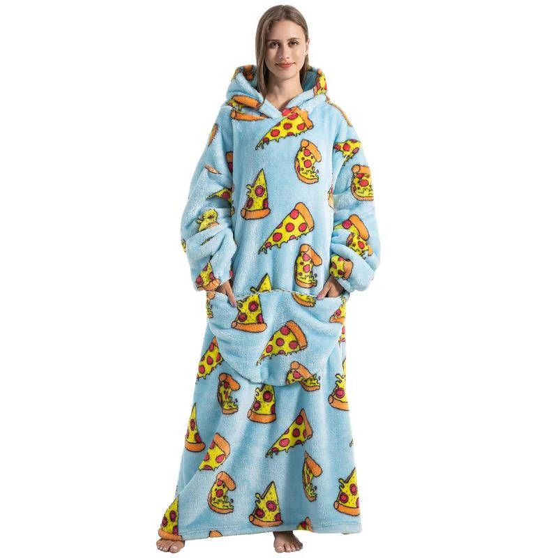 Long Wearable Blanket Hoodie with Sleeves