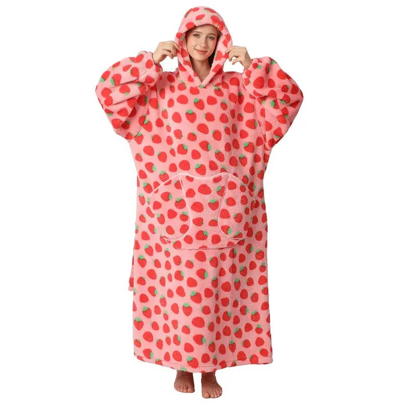 Long Wearable Blanket Hoodie with Sleeves