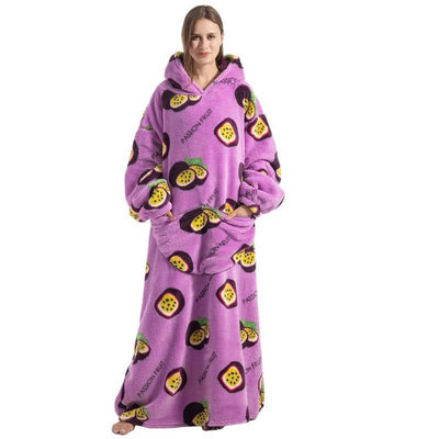 Long Wearable Blanket Hoodie with Sleeves
