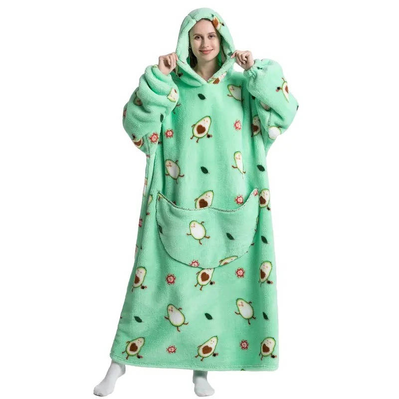 Long Wearable Blanket Hoodie with Sleeves