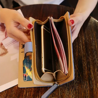 GoldenLeaf PU Leather Wallet with Leaf Charm Design