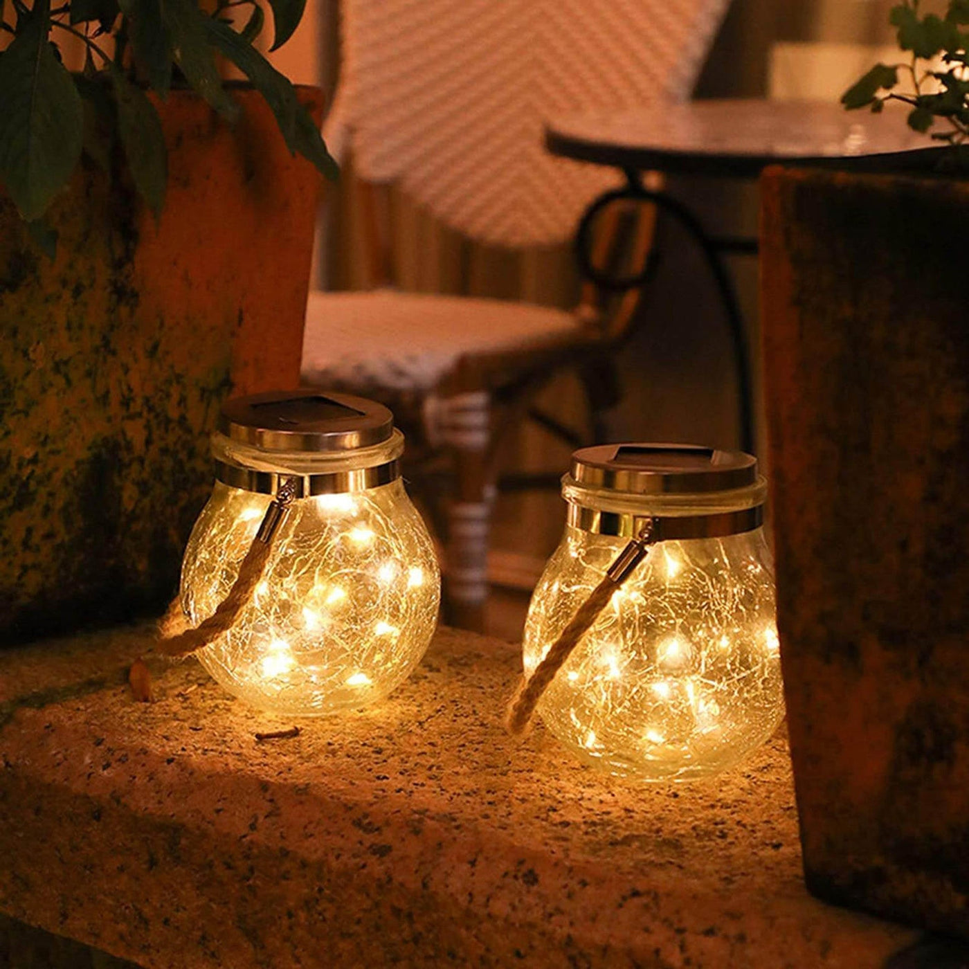 4-Pack Solar Glass Garden Lights Ice Crack Design