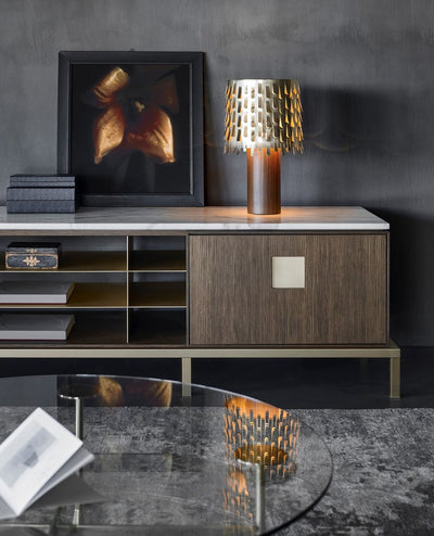 Brass Table Lamp with Leaf Design Shade