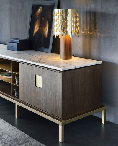 Brass Table Lamp with Leaf Design Shade