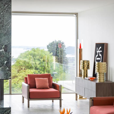 Brass Table Lamp with Leaf Design Shade