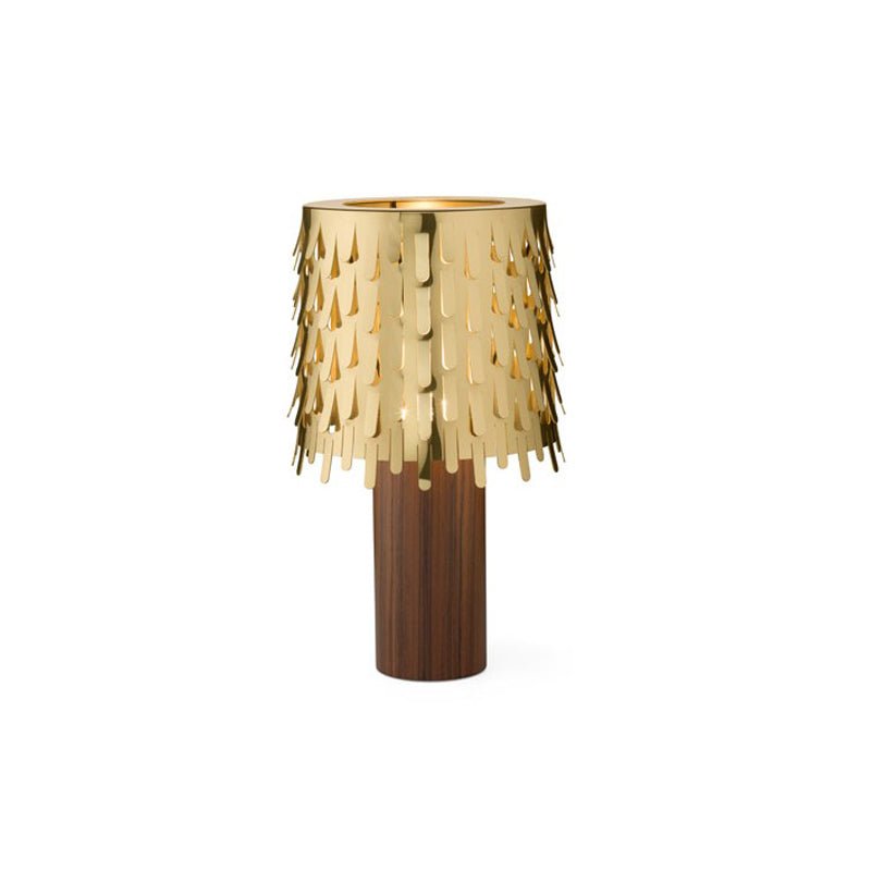 Brass Table Lamp with Leaf Design Shade