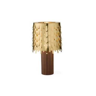 Brass Table Lamp with Leaf Design Shade