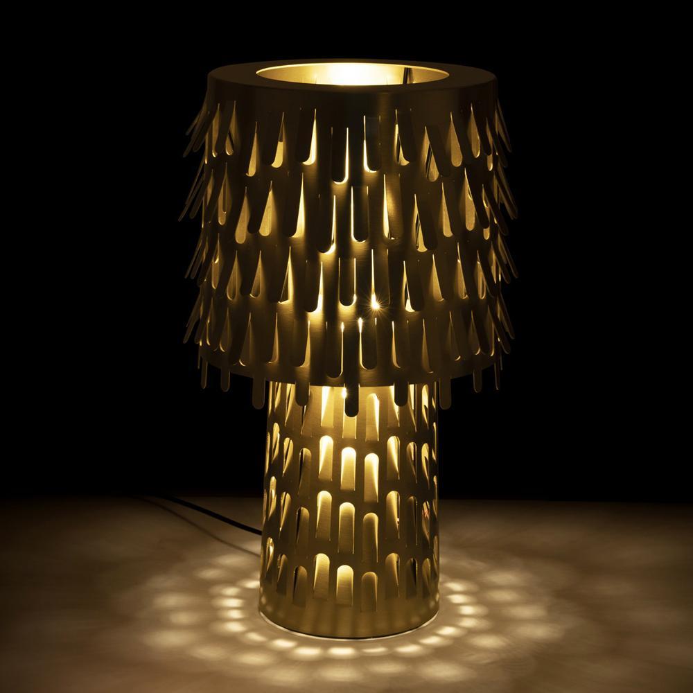 Brass Table Lamp with Leaf Design Shade