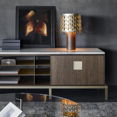 Brass Table Lamp with Leaf Design Shade