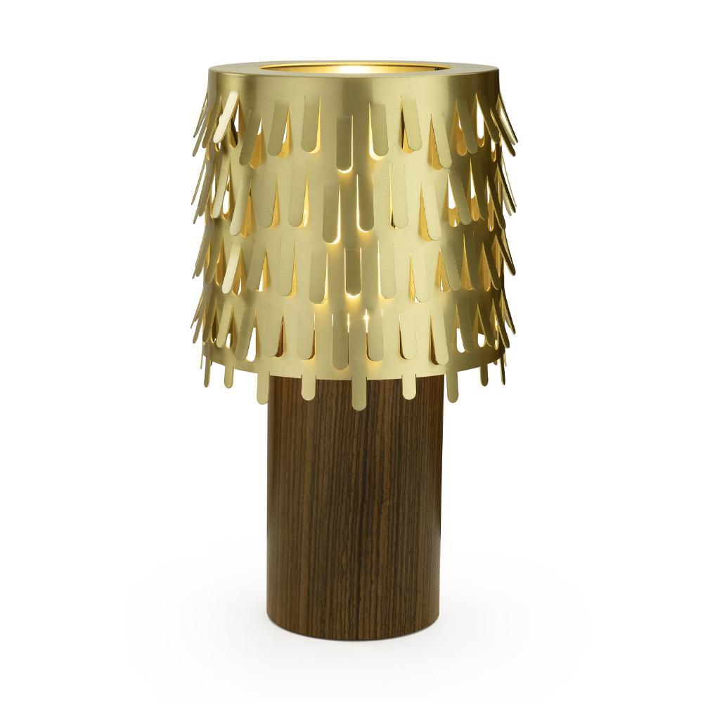 Brass Table Lamp with Leaf Design Shade