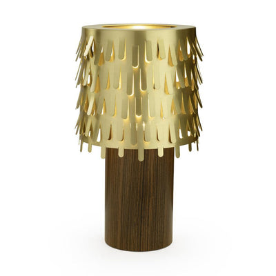Brass Table Lamp with Leaf Design Shade