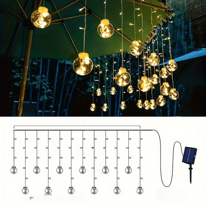 Outdoor Solar Bubble String Lights – 8 Modes