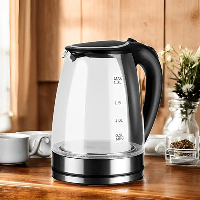 1.8L Electric Glass Kettle with Blue LED Light