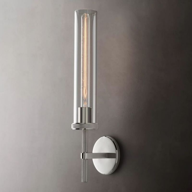 Lambert Knurled Wall Sconce – Brass & Crystal Light