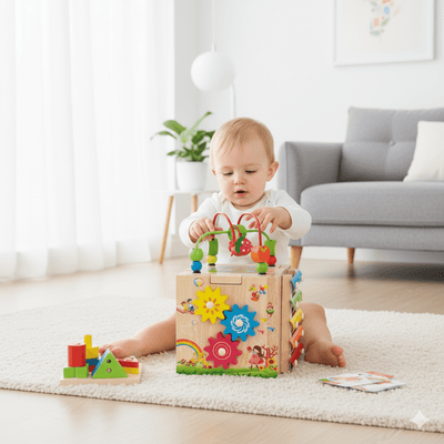 8-in-1 Montessori Wooden Activity Cube for Toddlers