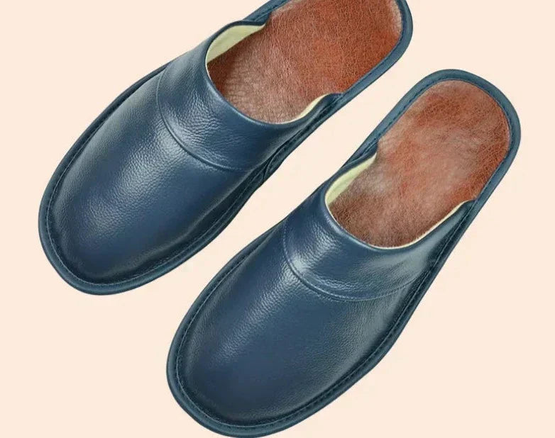 Lucas Leather Men’s Slippers – Comfortable Indoor Footwear