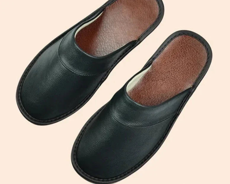 Lucas Leather Men’s Slippers – Comfortable Indoor Footwear