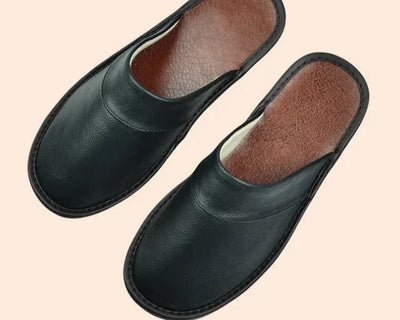 Lucas Leather Men’s Slippers – Comfortable Indoor Footwear