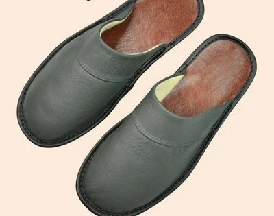 Lucas Leather Men’s Slippers – Comfortable Indoor Footwear