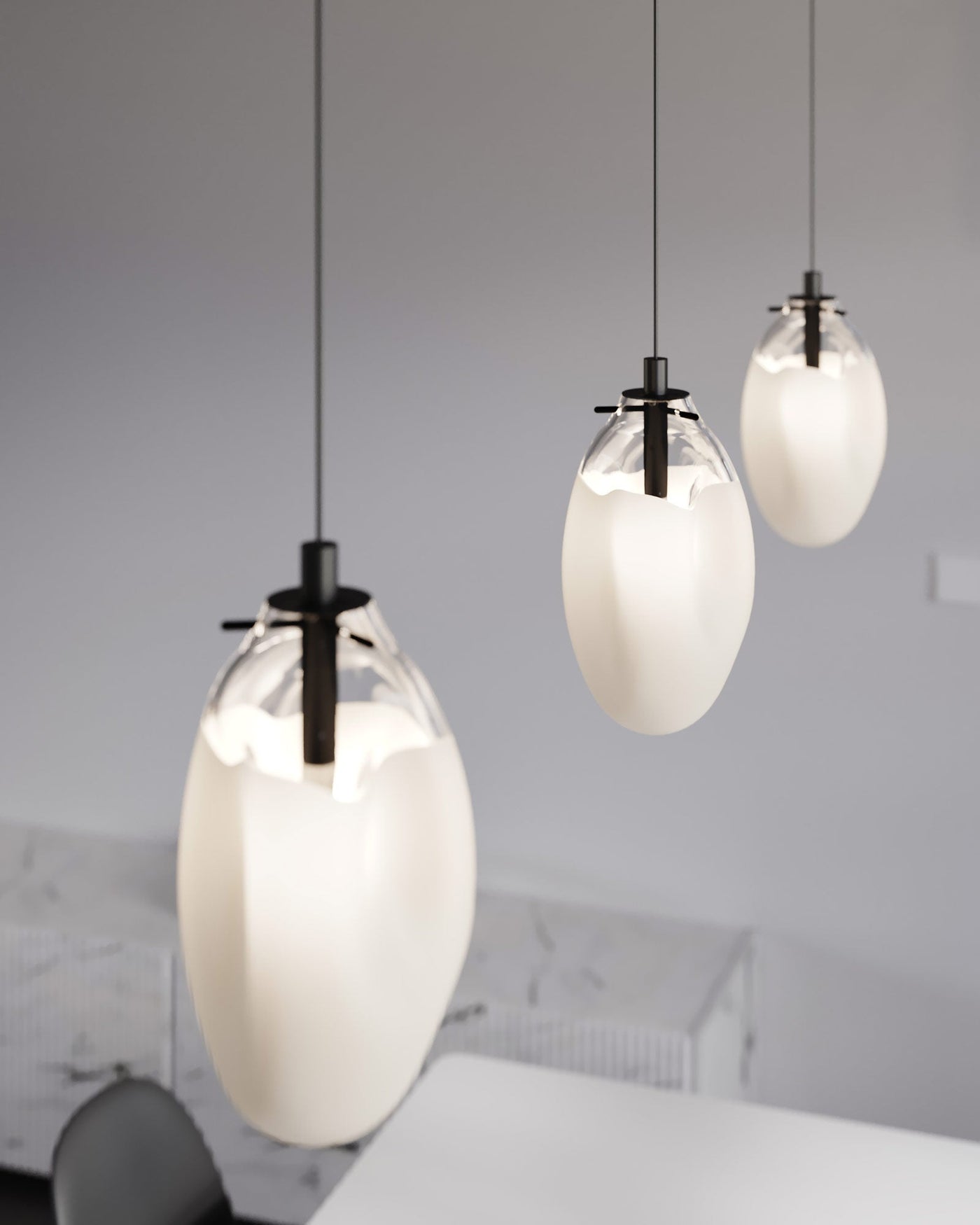 Modern LED Pendant Light with Glass Shade